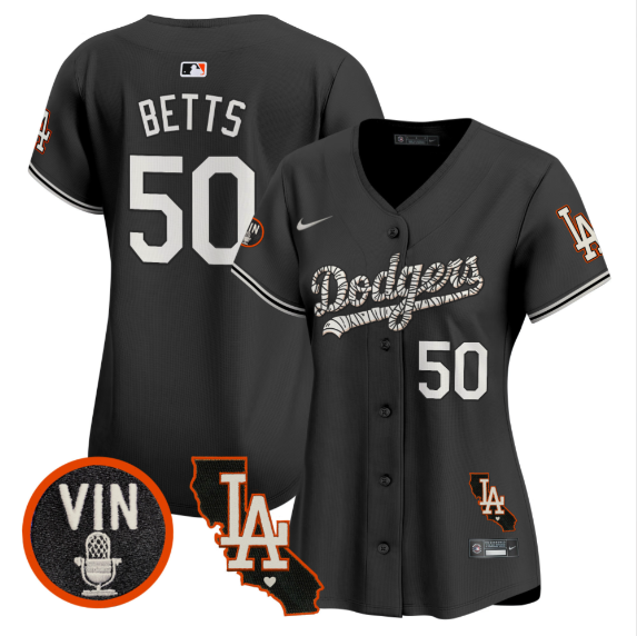 Women Los Angeles Dodgers #50 Betts 2025 black Limited Stitched Jersey
